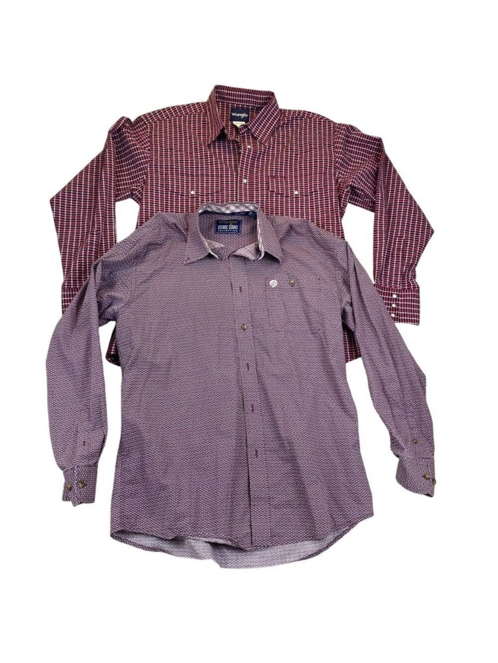 Two Wrangler Shirts Mens Large Lot of 2 Long Sleeve Button Up Patterned Western